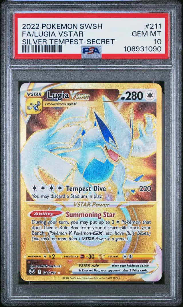 LUGIA VSTAR 2022 POKEMON SWSH SILVER TEMPEST 211/195 SECRET RARE PSA 10 Q8268