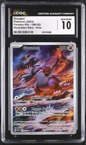 Pokémon Groudon 2023 Paradox Rift 199/182 Illustration Rare Holo CGC 10