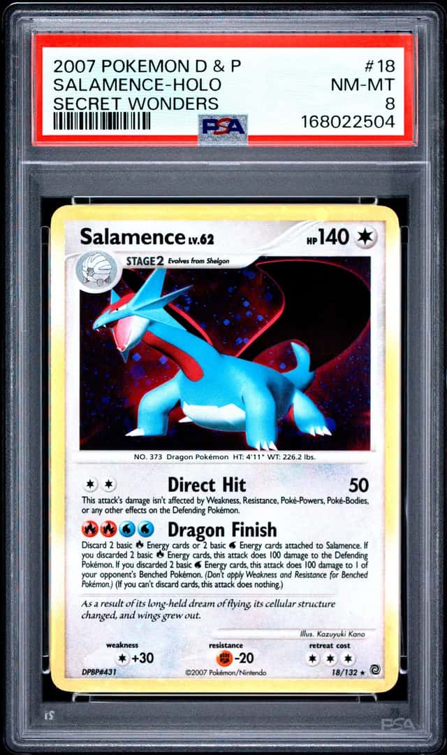 POKEMON SALAMENCE 2007 DIAMOND & PEARL SECRET WONDERS #18 HOLO PSA 8