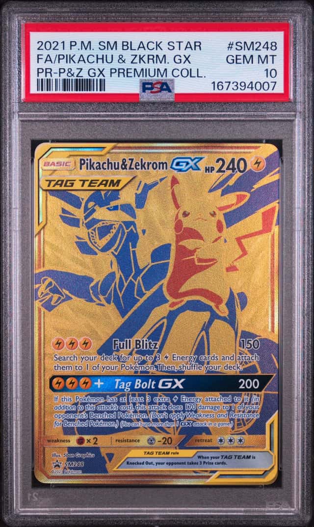 2021 POKEMON SM BLACK STAR PROMO #SM248 FULL ART/PIKACHU & ZEKROM GX PSA 10