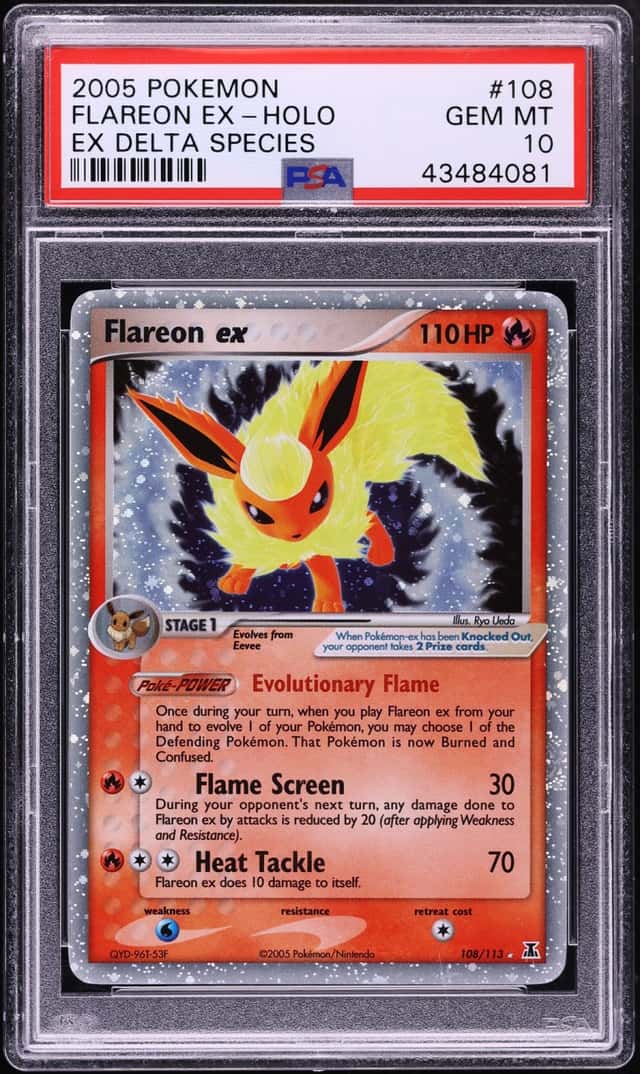 2005 Pokemon EX Delta Species Holo Flareon Ex #108 PSA 10 GEM MINT