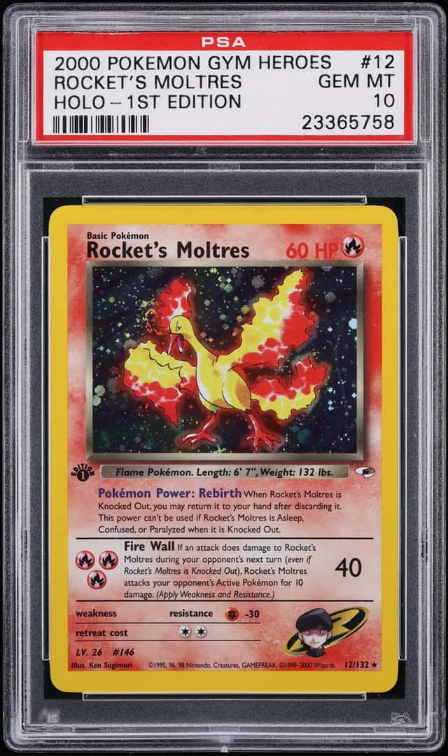 2000 Pokemon Gym Heroes 1st Edition Holo Rocket's Moltres #12 PSA 10 GEM MINT