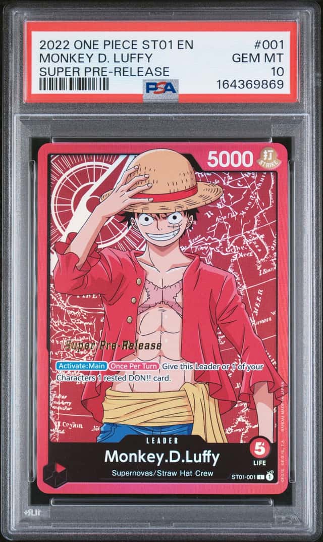2022 One Piece Straw Hat Crew Super Pre-Release Leader Monkey D. Luffy #ST01-001 PSA 10 GEM