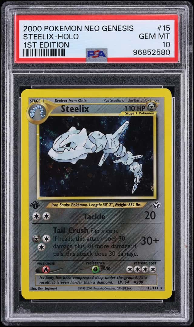2000 Pokemon Neo Genesis 1st Edition Holo Steelix #15 PSA 10 GEM MINT