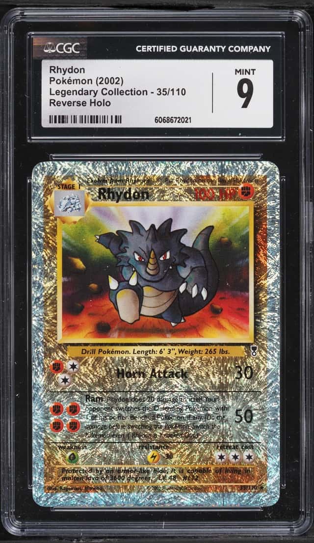 2002 Pokemon Legendary Collection Reverse Holo Rhydon #35 CGC 9 MINT