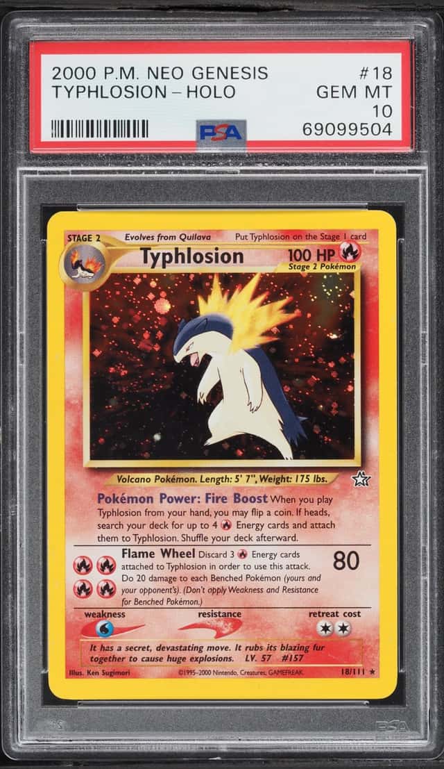 2000 Pokemon Neo Genesis Holo Typhlosion #18 PSA 10 GEM MINT