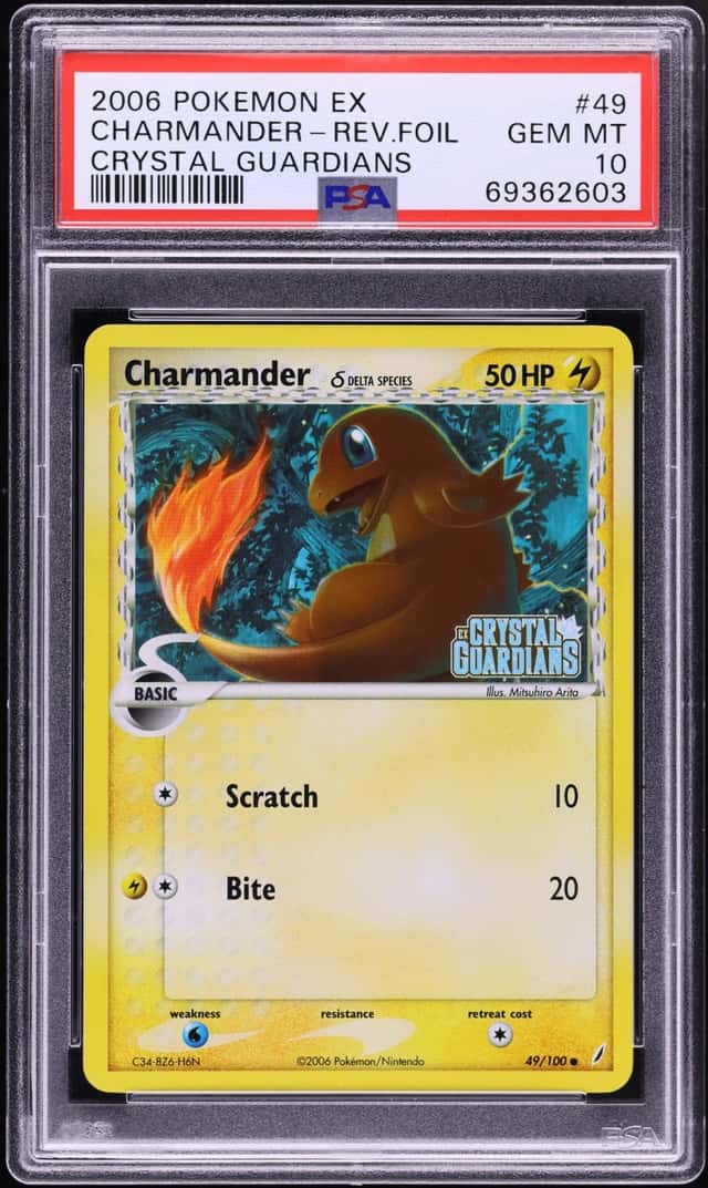 2006 Pokemon EX Crystal Guardians Reverse Holo Charmander #49 PSA 10 GEM MINT