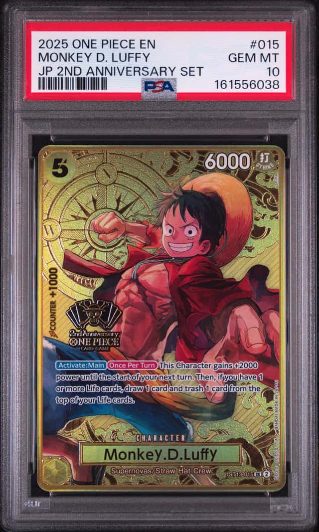 2025 One Piece 2nd Anniversary Set Version SR Alt Art Monkey D. Luffy #ST03-015 PSA 10 GEM MINT