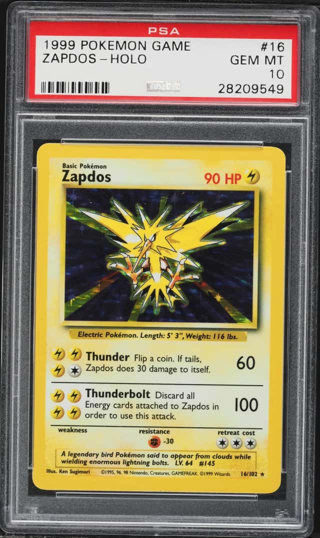 1999 Pokemon Base Set Holo Zapdos #16 PSA 10 GEM MINT