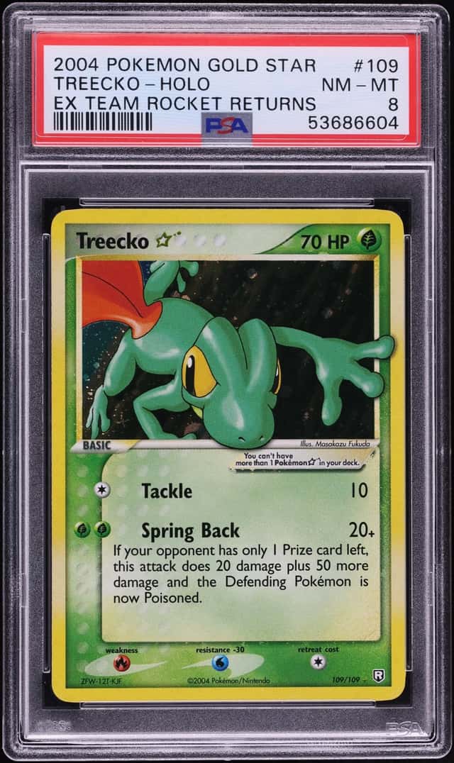 2004 Pokemon EX Team Rocket Returns Holo Treecko Gold Star #109 PSA 8 NM-MT
