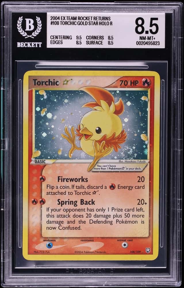 2004 Pokemon EX Team Rocket Returns Holo Torchic Gold Star #108 BGS 8.5 NM-MT+