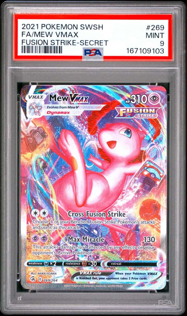 MEW VMAX 2021 POKEMON FUSION STRIKE 269/264 SECRET RARE FULL ART PSA 9 Q3963-7