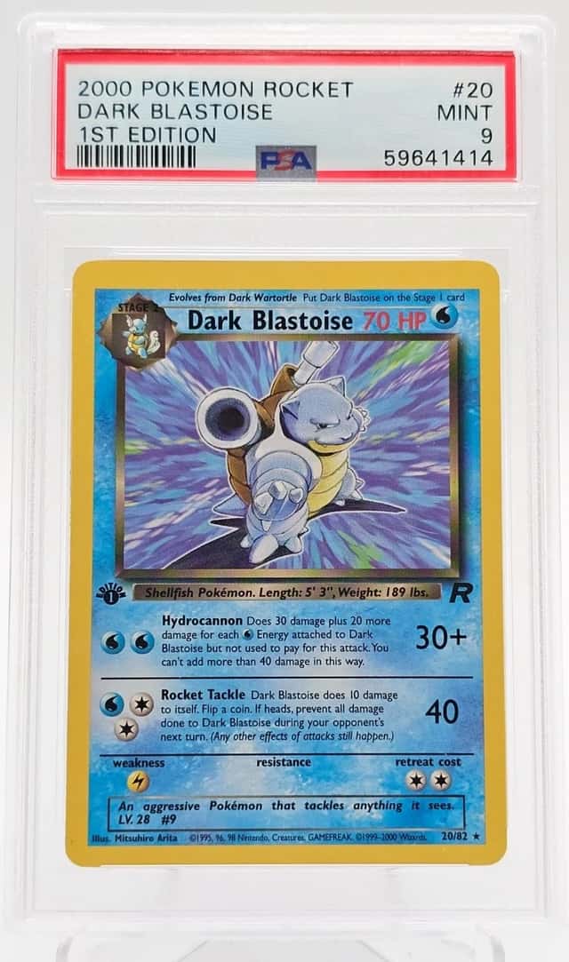DARK BLASTOISE 2000 POKEMON TEAM ROCKET 1ST ED 20/82 RARE PSA 9 Q3963-7