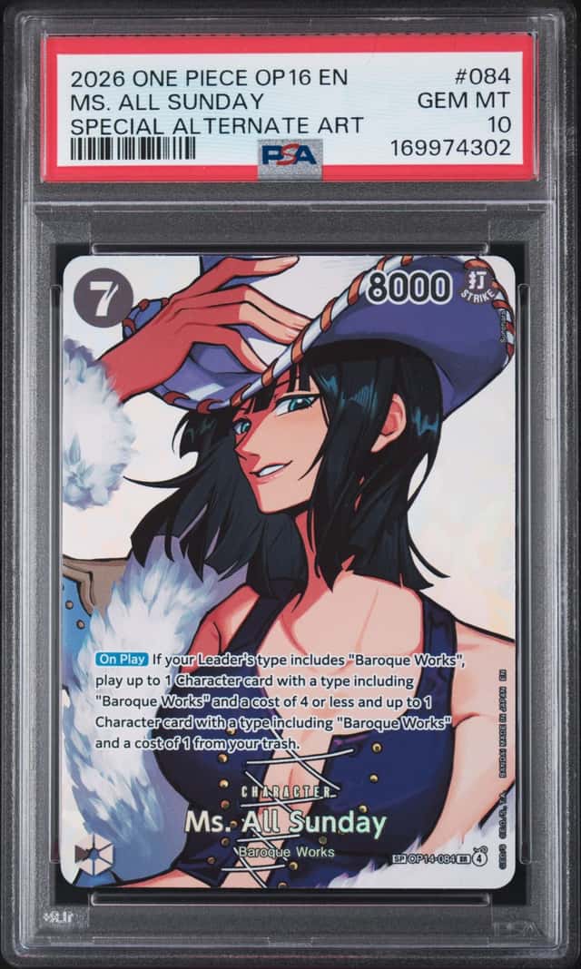 One Piece Ms. All Sunday Op16 Time Of Battle 084 Special Alternate Art PSA 10