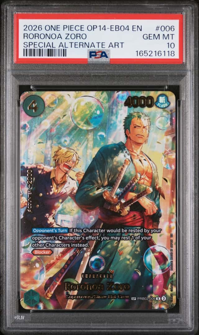 2026 ONE PIECE OP14-EB04-THE AZURE SEA'S SEVEN #006 RORONOA ZORO PSA 10