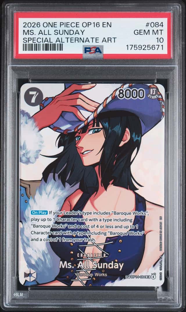 2026 ONE PIECE THE TIME OF BATTLE SPECIAL ALT ART #084 MS. ALL SUNDAY PSA 10