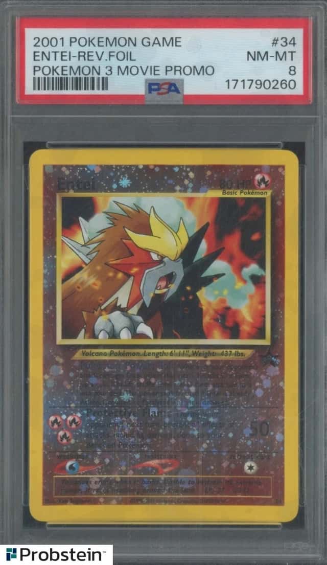 2001 Pokemon 3 Movie Black Star Promo #34 Entei Reverse Holo Foil PSA 8 NM-MT