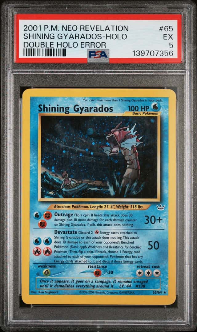 2001 Pokemon Neo Revelation Double Holo Error Shining Gyarados #65