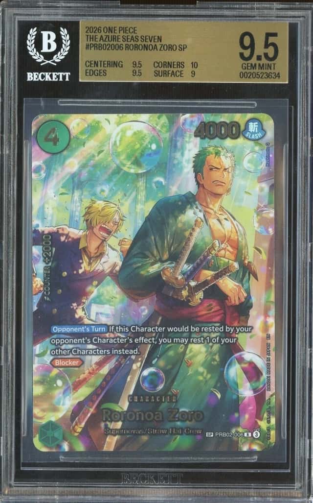 2026 One Piece The Azure Sea's Seven PRB02-006 Roronoa Zoro SP BGS 9.5