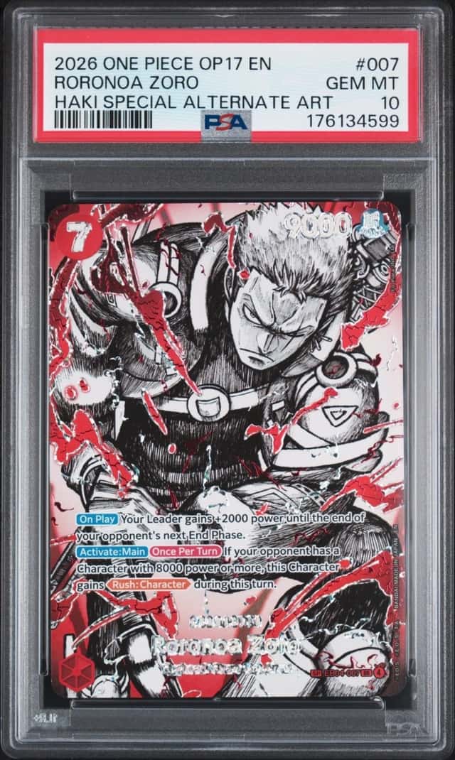2026 ONE PIECE OP17-THE WORLD'S STRONGEST WARRIORS #007 RORONOA ZORO PSA 10
