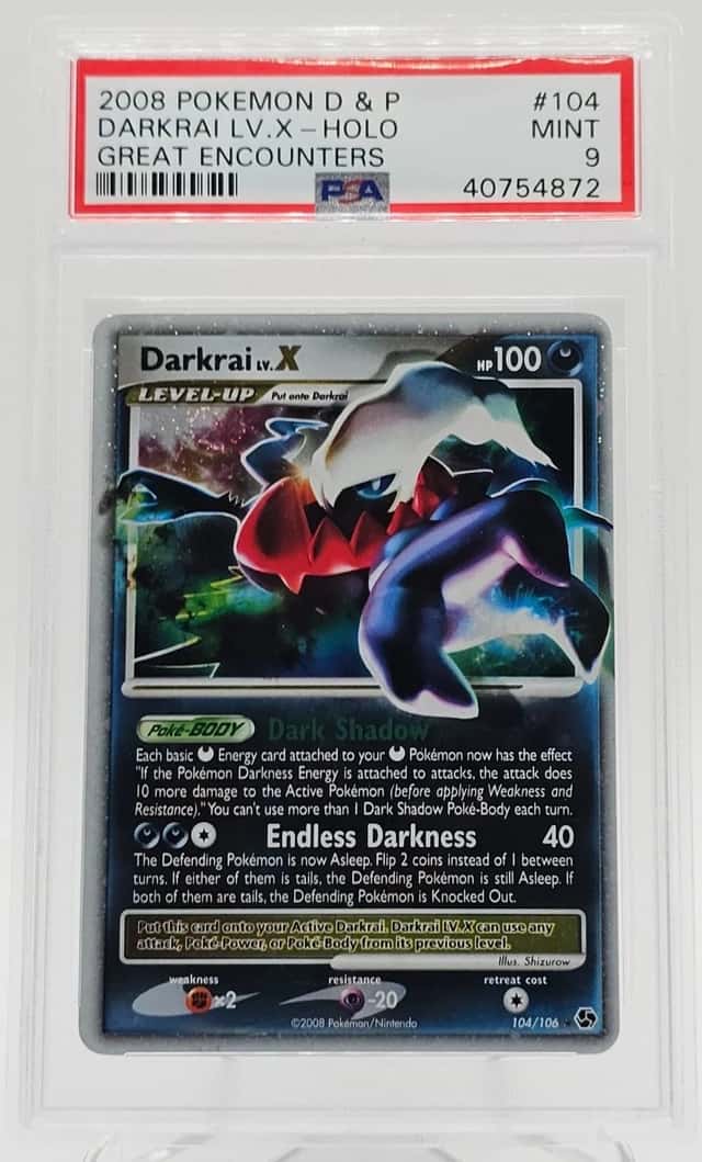 DARKRAI LV.X 2008 POKEMON GREAT ENCOUNTERS #104/106 HOLO RARE PSA 9 Q6435