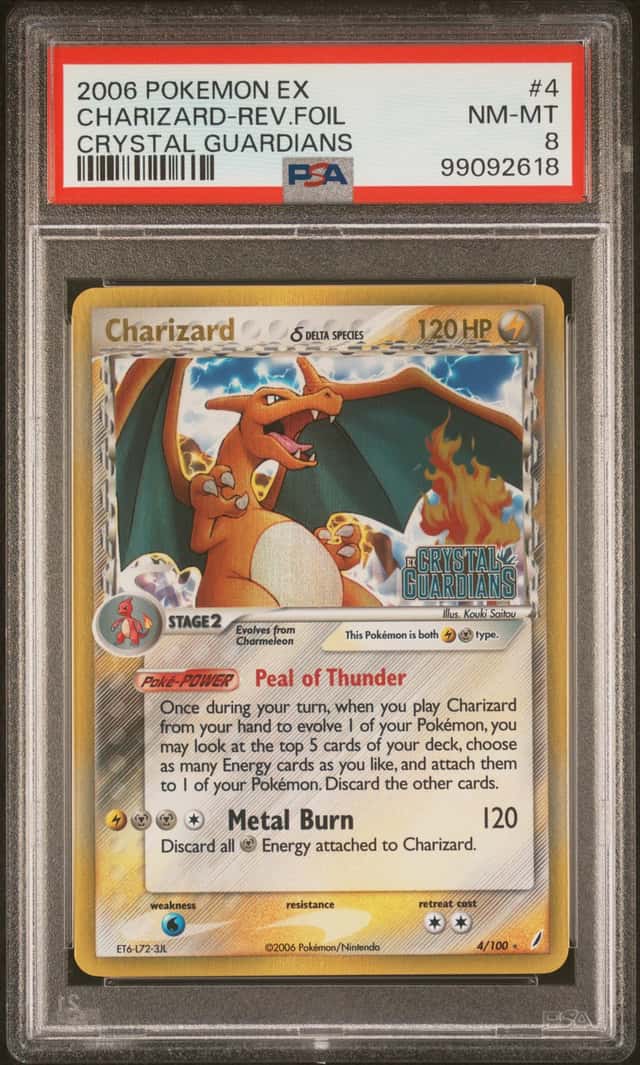 2006 POKEMON EX CRYSTAL GUARDIANS #4 CHARIZARD-REVERSE HOLO FOIL PSA 8