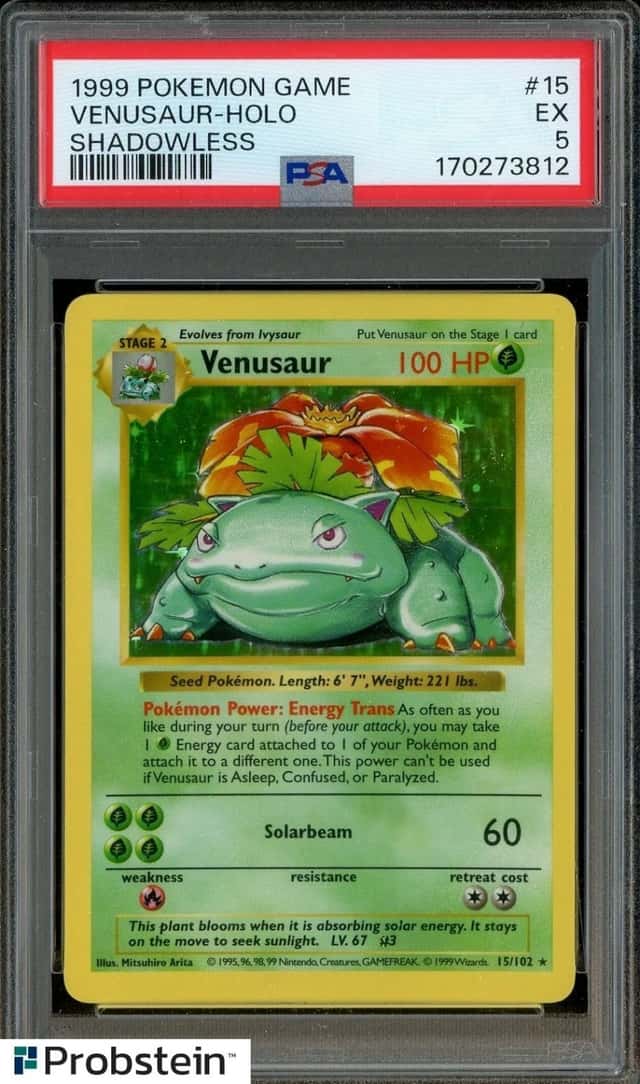 1999 Pokemon Game Shadowless #15 Venusaur Holo PSA 5 EX
