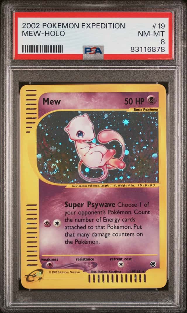 PSA 8 Mew Expedition Holo 19/165 2002 Vintage Pokémon E Reader Very Rare SWIRL🌀