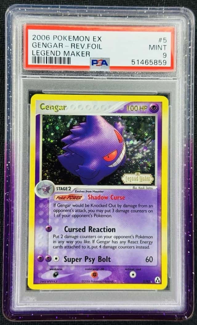 PSA 9 Gengar Stamped Legend Maker 5/92 Reverse Holo 2006 Vintage Pokemon SWIRL🌀