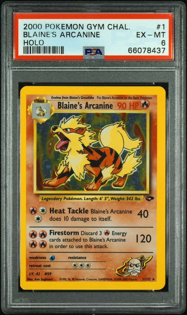 Pokemon Blaine's Arcanine Gym Challenge Holo Rare PSA 6