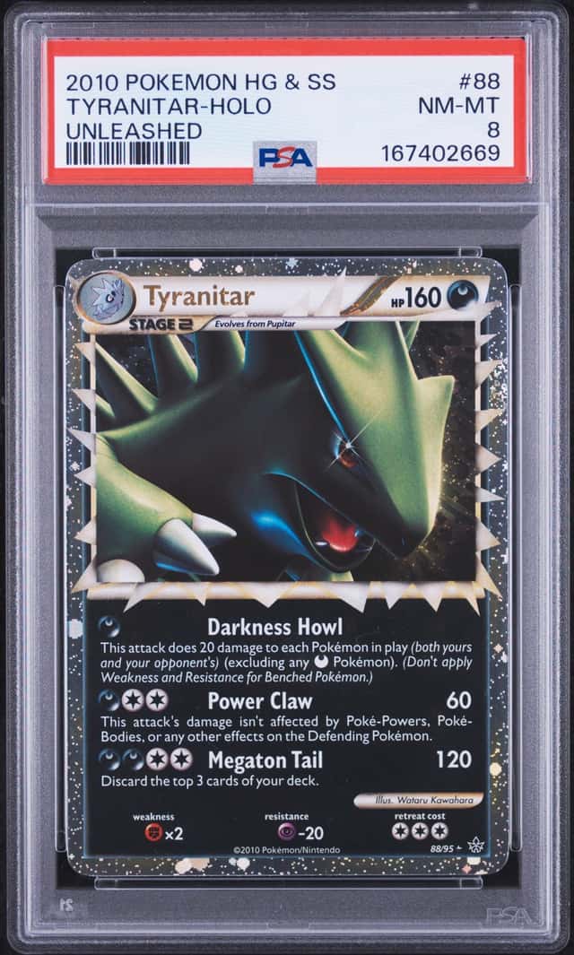 💚 Tyranitar Holo 88/95 PSA 8 Pokemon HeartGold & SoulSilver Unleashed 🖤