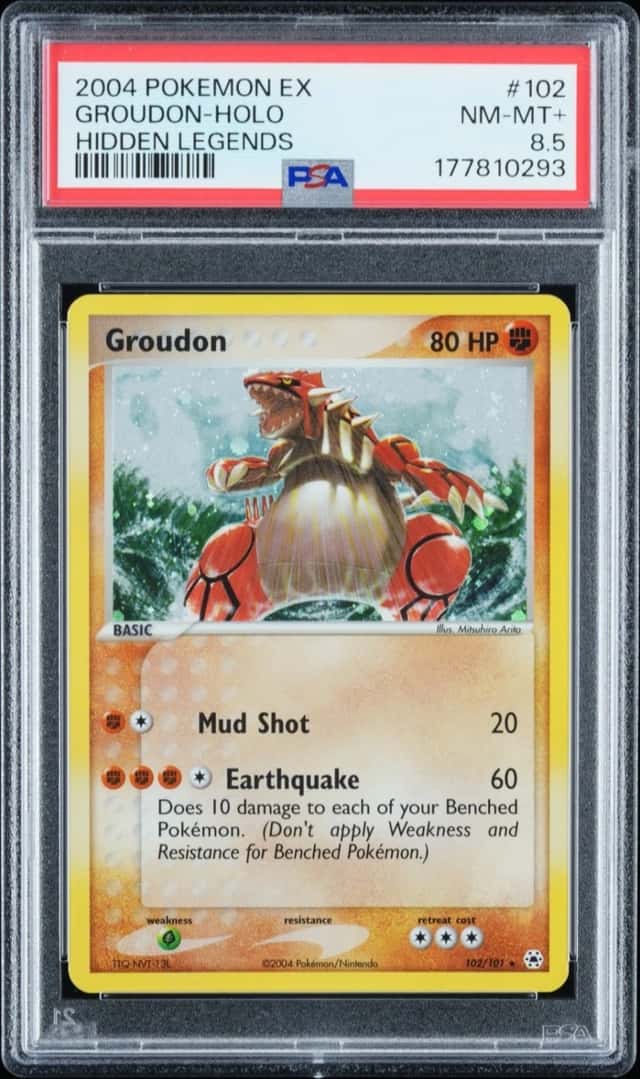 2004 Pokemon Groudon 102/101 EX Hidden Legends Holo PSA 8.5