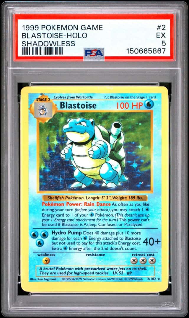 Pokemon BLASTOISE Shadowless PSA 5 EX Holo Rare, Base Set 1999 Card #2/102!