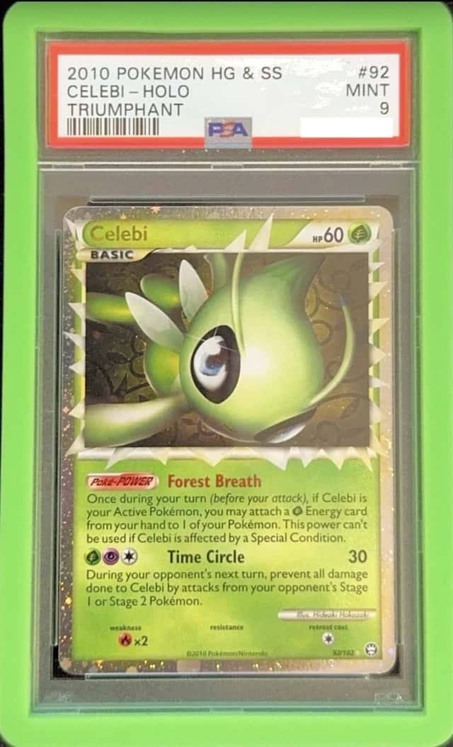 2010 POKEMON HEARTGOLD & SOULSILVER TRIUMPHANT #92/102 CELEBI PRIME HOLO PSA 9