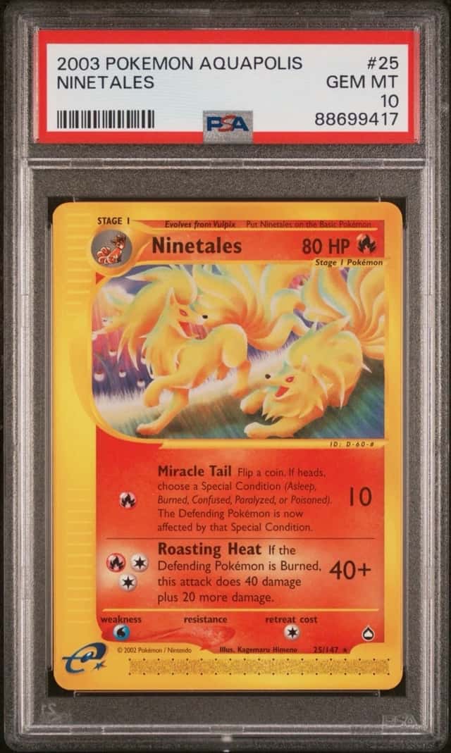 Ninetales 025/147 Aquapolis Rare Regular PSA  Pokemon TCG POP 86 🔥