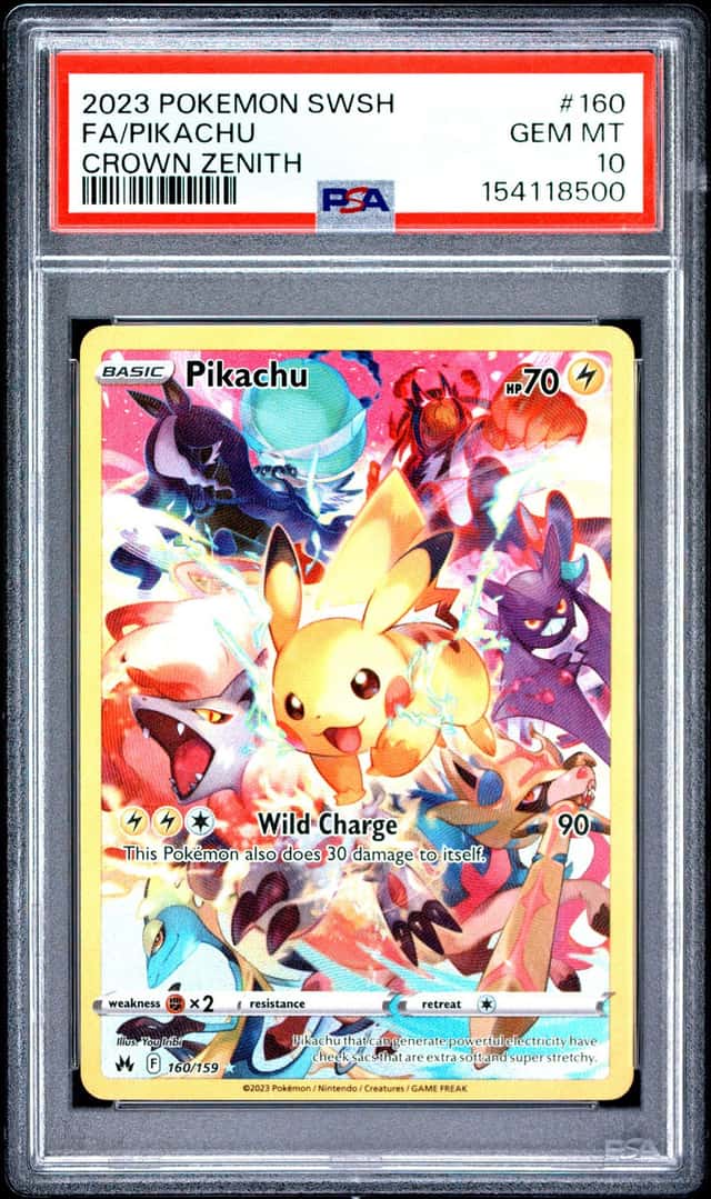 PIKACHU 2023 POKEMON CROWN ZENITH 160/159 FULL ART PSA 10 B Q3963-7
