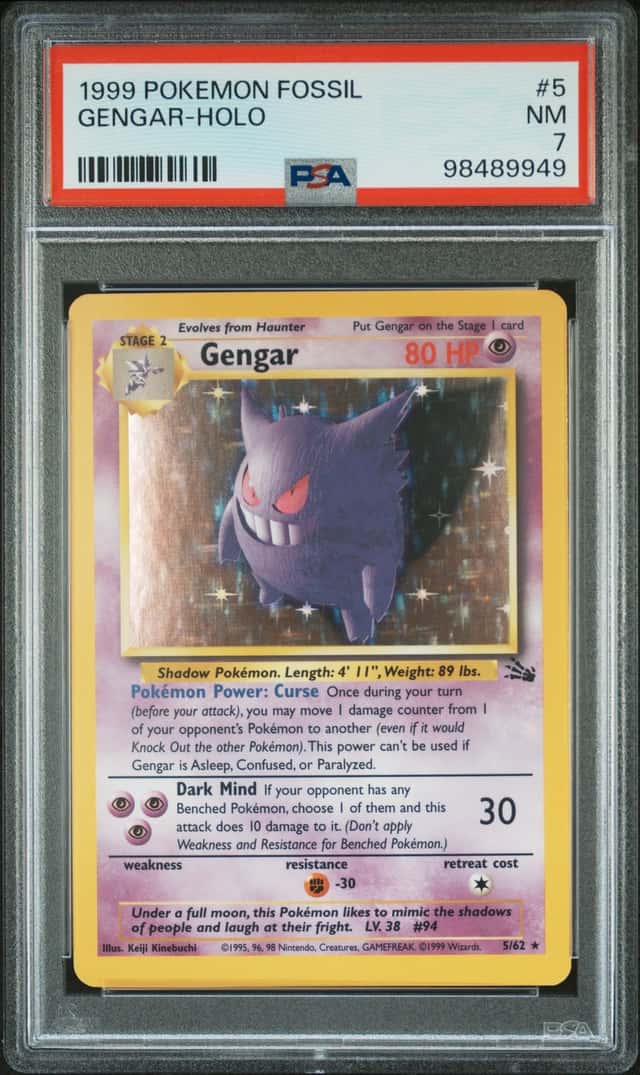 1999 POKEMON FOSSIL #5 GENGAR-HOLO PSA 7 NEAR MINT