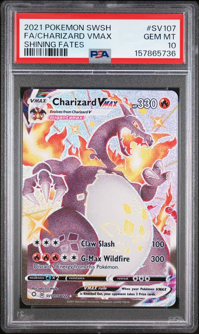 CHARIZARD VMAX 2021 POKEMON SHINING FATES SV107/SV122 FULL ART PSA 10 Q3963-7