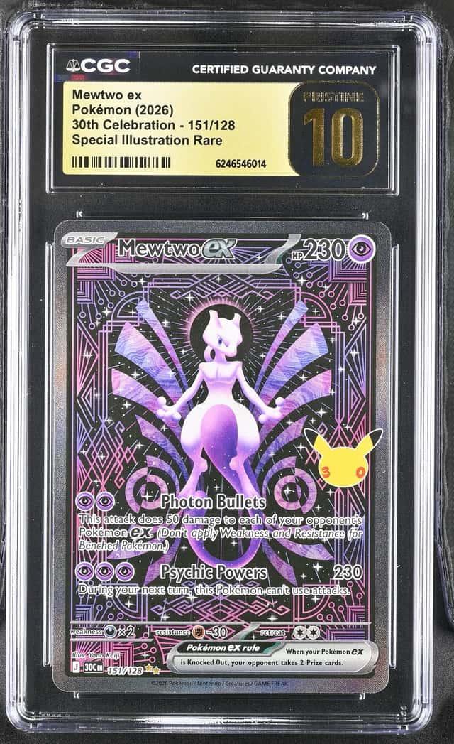 CGC 10 Pristine  Mewtwo ex 151/128 SIR Celebrations 30th Anniversary Pokemon 30C