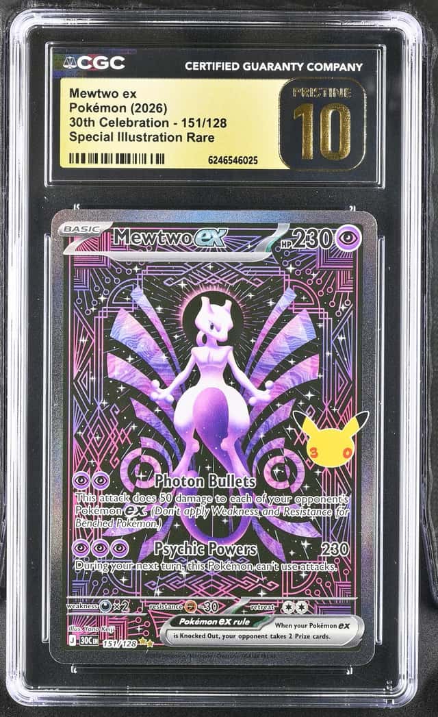 CGC 10 Pristine  Mewtwo ex 151/128 SIR Celebrations 30th Anniversary Pokemon 30C