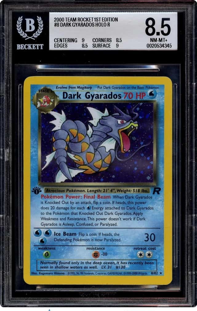 Pokemon 2000 Dark Gyarados 8/82 Holo Rare Team Rocket 1st Edition BGS 8.5