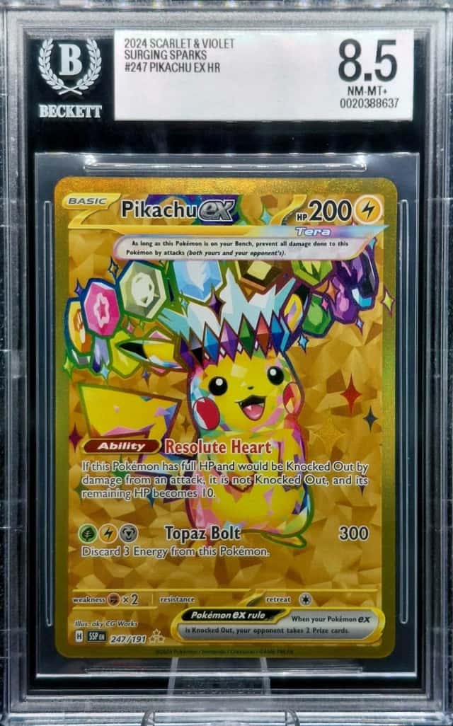 Pikachu ex Surging Sparks 247/191 Hyper Rare Holo Pokémon BGS 8.5