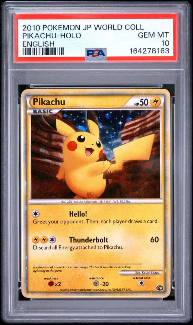 2010 POKEMON JAPANESE WORLD COLLECTION ENGLISH PIKACHU-HOLO PSA 10