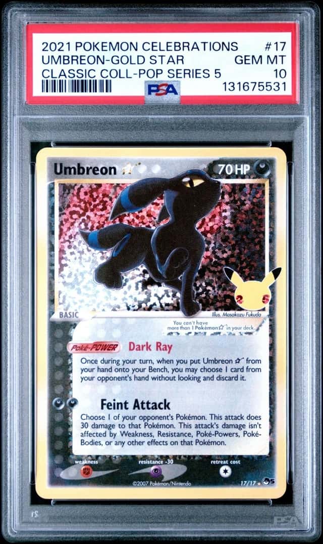 Pokemon Umbreon Gold Star Celebrations Classic Coll. POP Series 5 17 PSA 10