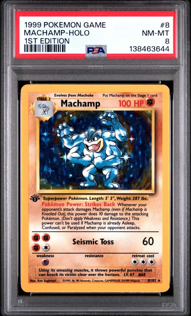 Pokemon 1999 Machamp 8/102 1st Edition Holo Base Set PSA 8