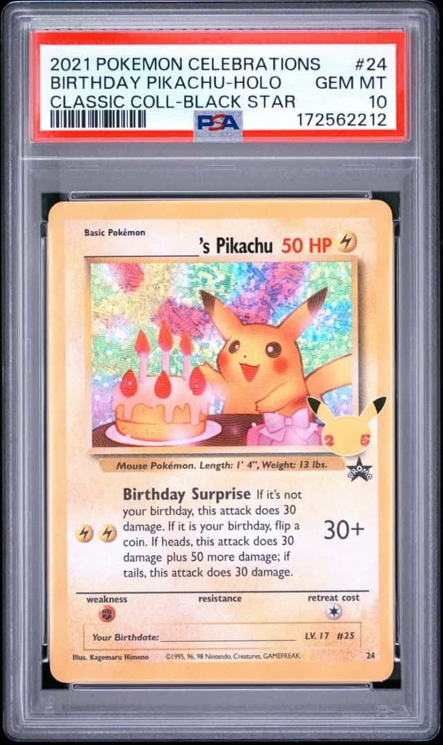 Pokemon Birthday Pikachu Holo Celebrations Classic Coll. 24 PSA 10 Gem Mint