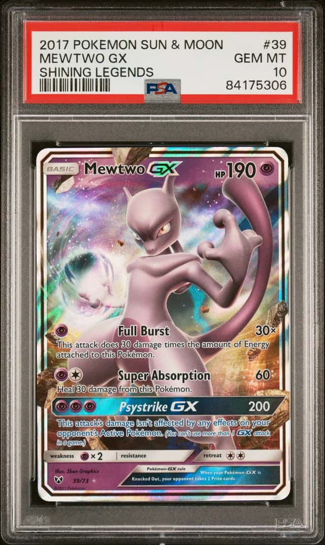 2017 Pokemon Mewtwo GX 39/73 Sun & Moon Shining Legends Holo Rare Card PSA 10