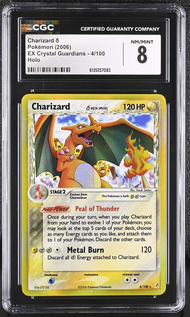 Pokemon Charizard EX Crystal Guardians 4/100 Holo CGC 8