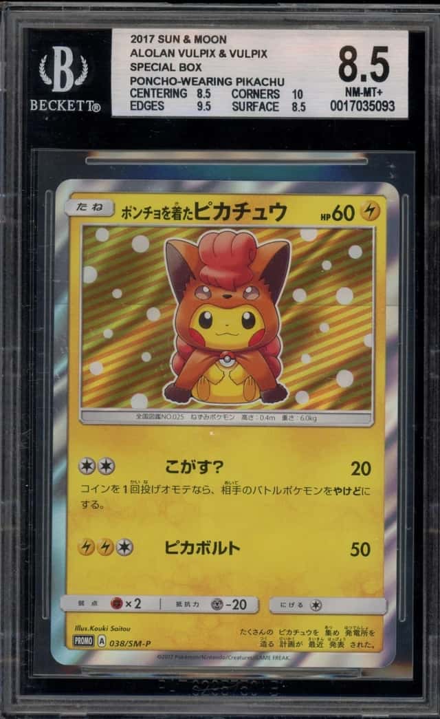 Pokemon Poncho-Wearing Pikachu Vulpix Alolan Vulpix Bx. Promo 038 BGS 8.5