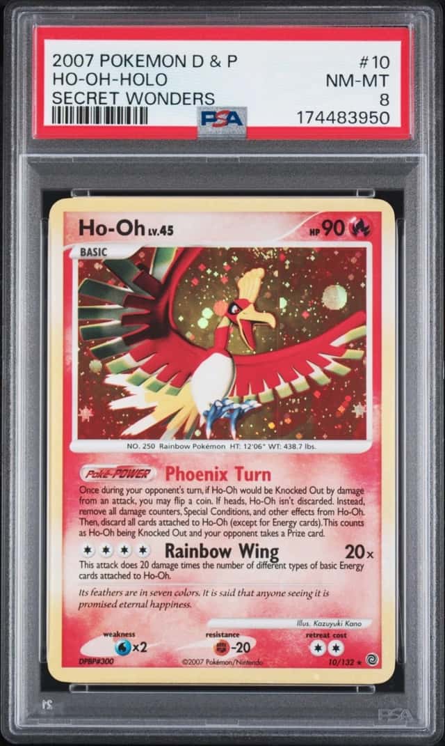 Pokemon Ho-Oh Holo Secret Rare Wonders 10/132 PSA 8